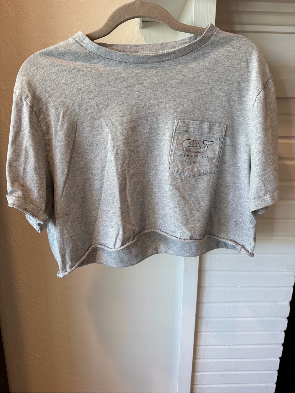Vineyard Vines San Francisco California Graphic Crop T-Shirt Gray Medium